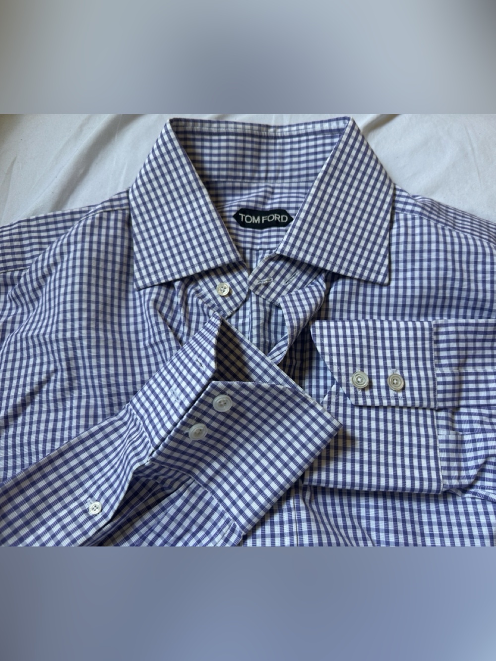 Tom Ford Multicolor Checkered Purple White Pattern Men’s Dress Shirt Size 17/43